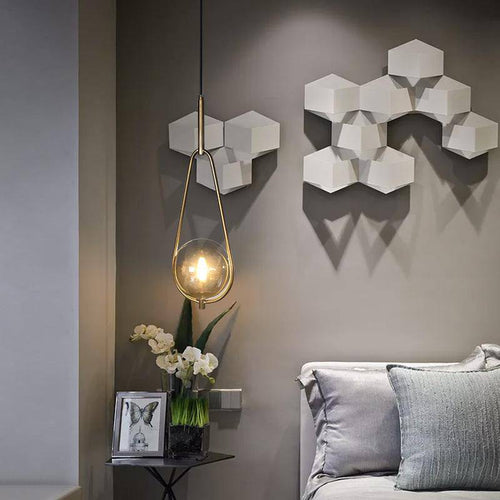Suspension design LED avec boule en verre et métal Loft - vue 4 sur 7