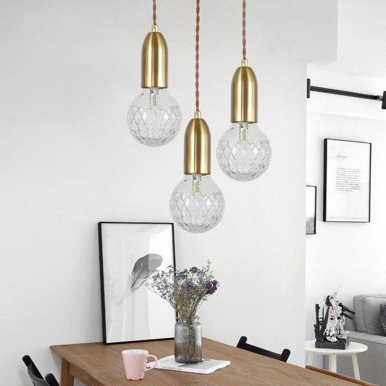 Suspension design LED dorée avec abat-jour en verre cristal Loft - vue 3 sur 4