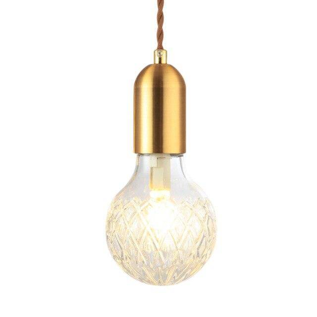 Suspension design LED dorée avec abat-jour en verre cristal Loft
