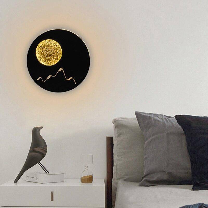 Applique murale design LED ronde en métal style Moon