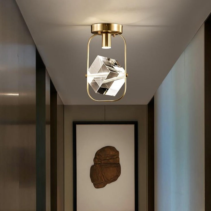 Moderna lámpara de techo LED con cristal cuadrado Sollya