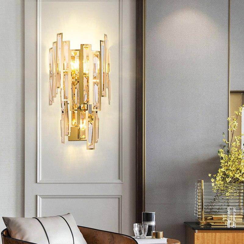 Lámpara de pared design en cristal dorado