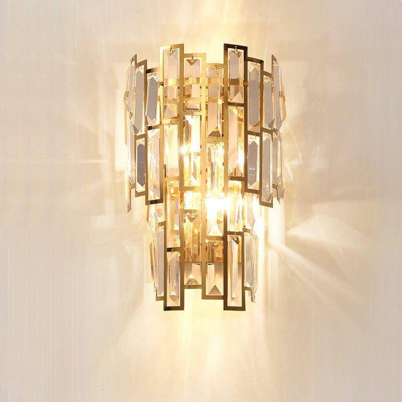 Applique murale design à LED en verre cristal doré