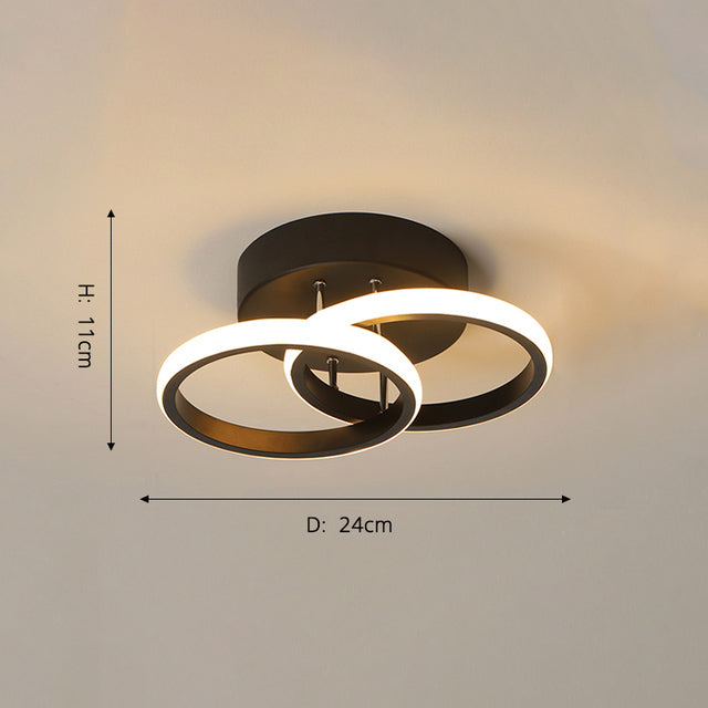 Modern LED ceiling light with crossed metal rings Dunkian