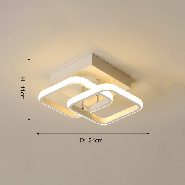 Modern LED ceiling light with crossed rounded squares Doha