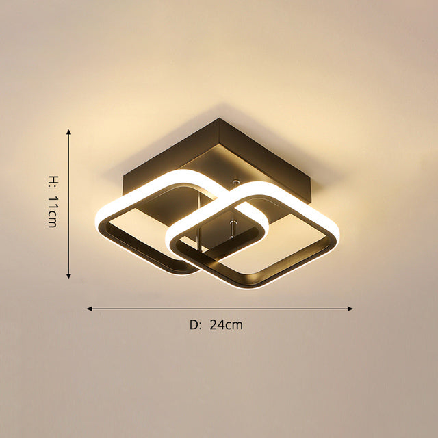 Modern LED ceiling light with crossed rounded squares Doha