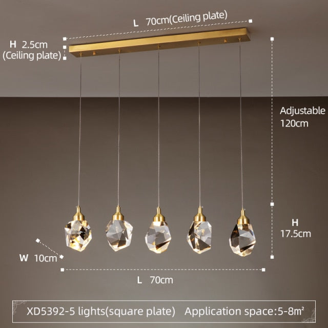 Tyana modern LED crystal chandelier with teardrop
