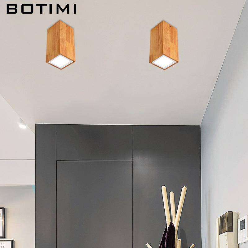 Spot moderne à LED cube en bois style Loft