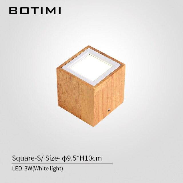 Spot moderne à LED cube en bois style Loft