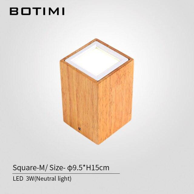 Spot moderne à LED cube en bois style Loft