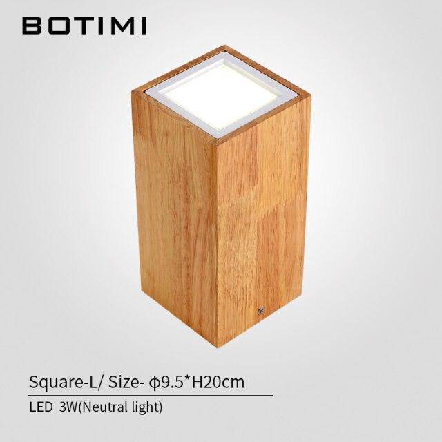 Spot moderne à LED cube en bois style Loft