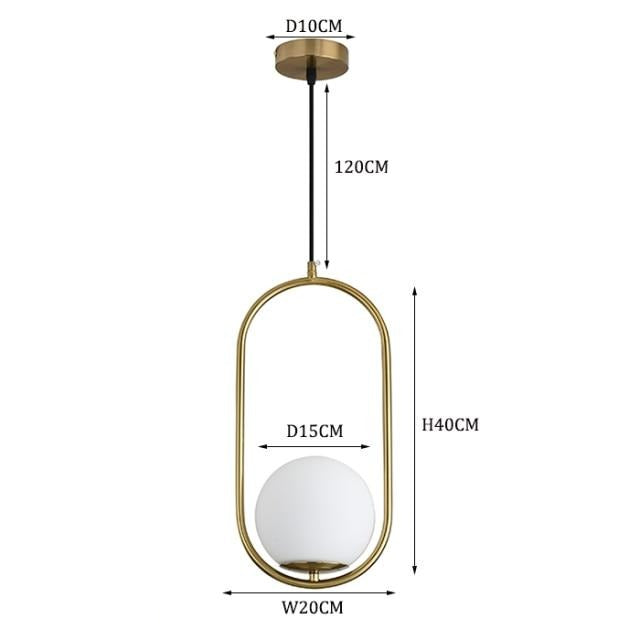 Suspension design LED dorée avec boule en verre Italia
