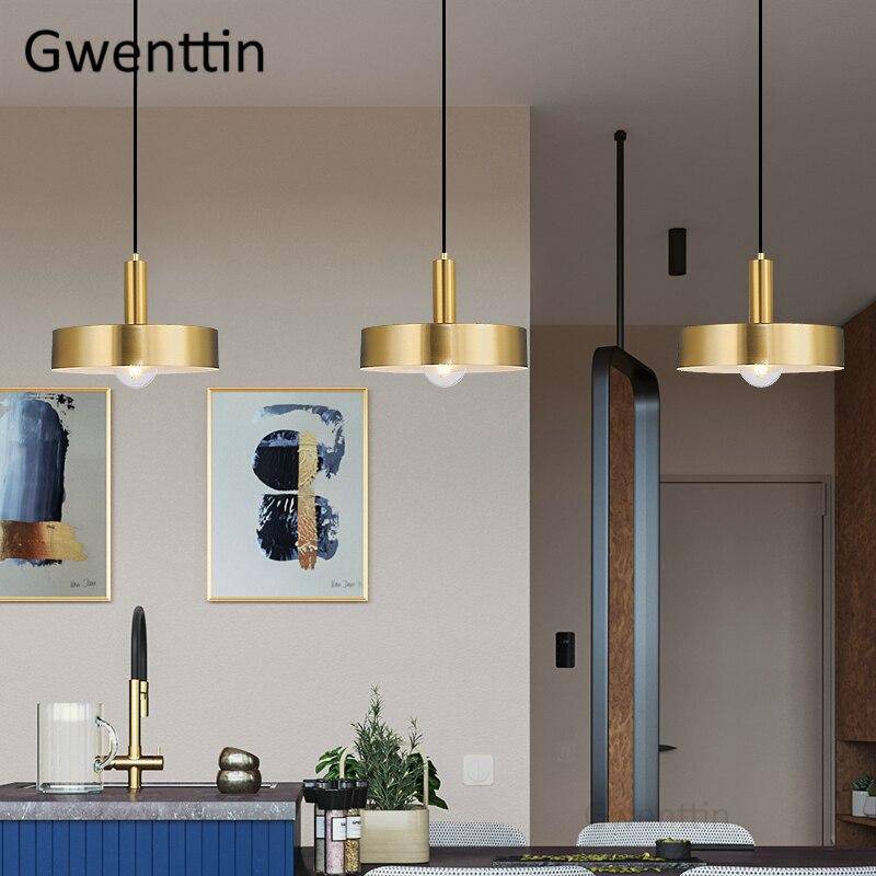 Suspension design à LED dorée style Loft