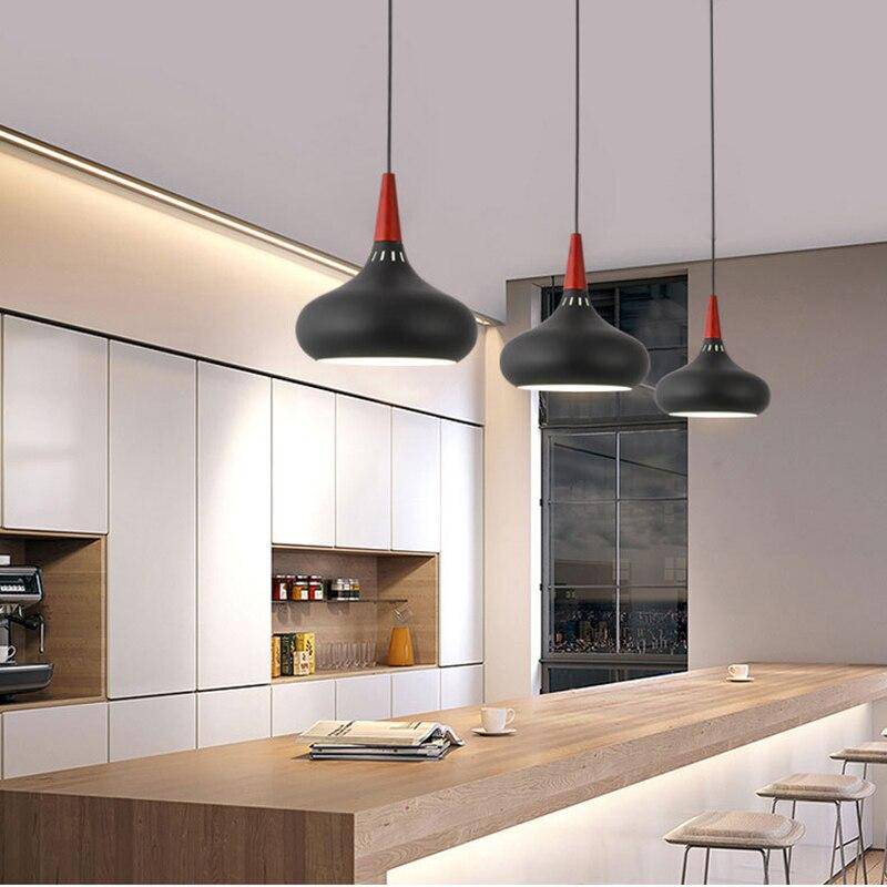 pendant light Metal LED and wooden rod Loft