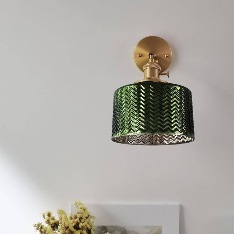 Lámpara de pared design con LED dorado y pantalla de cristal retro