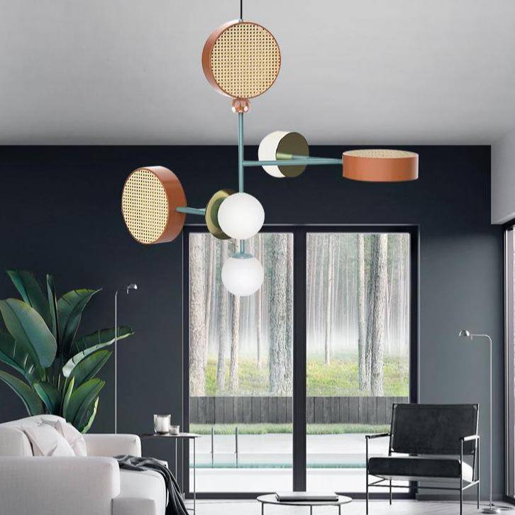 pendant light LED design with lampshade colored metal disc