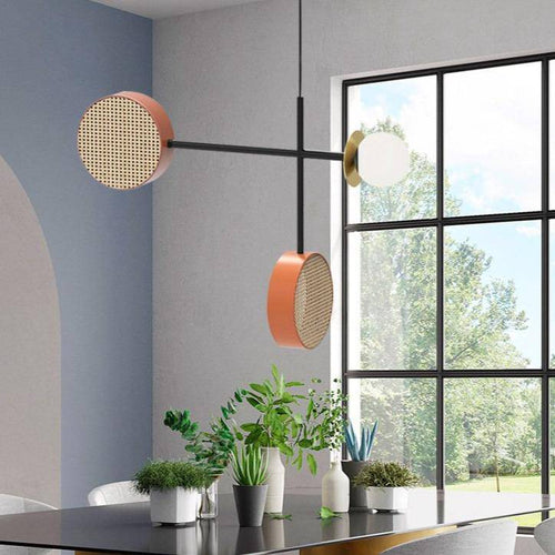 Suspension design à LED avec abat-jour disque en métal coloré - vue 5 sur 15