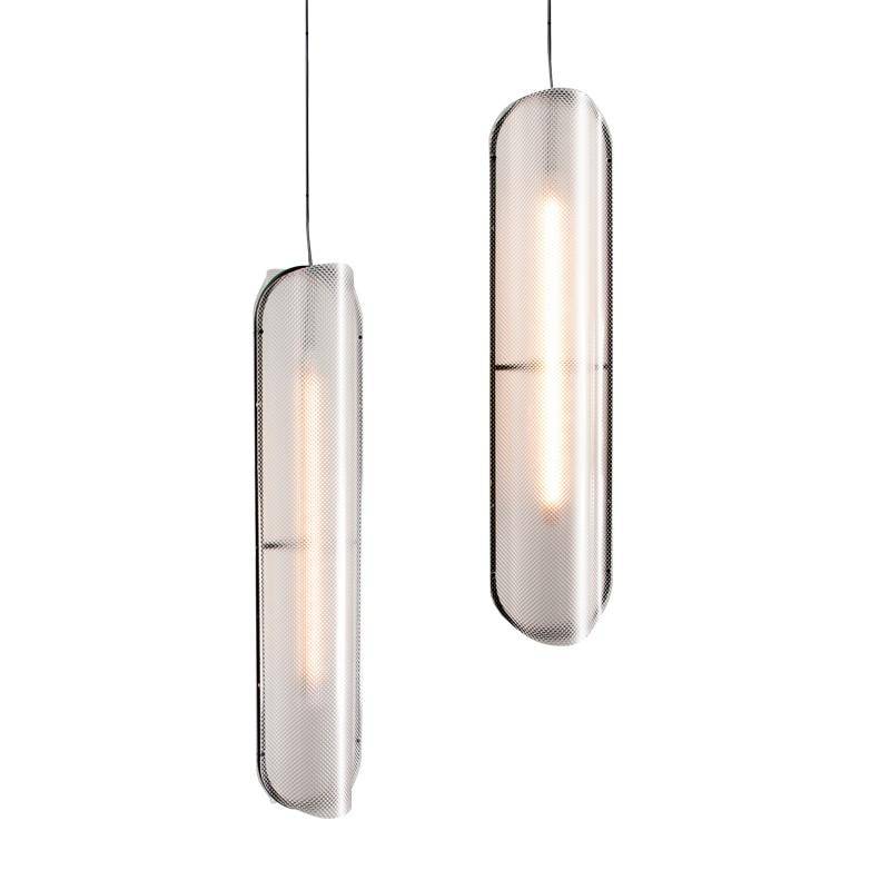 Suspension design à LED en verre aux formes arrondies style rétro