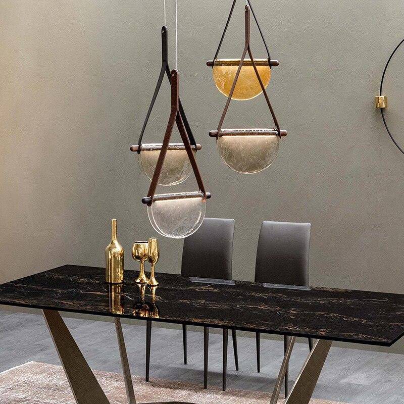 Suspension design LED demi-cercle verre Creative - vue 4 sur 8
