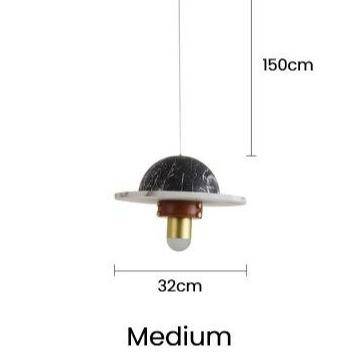 Suspension design à LED en marbre noir et blanc et métal doré - vue 9 sur 9