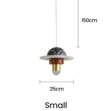 Suspension design à LED en marbre noir et blanc et métal doré - vue 10 sur 9