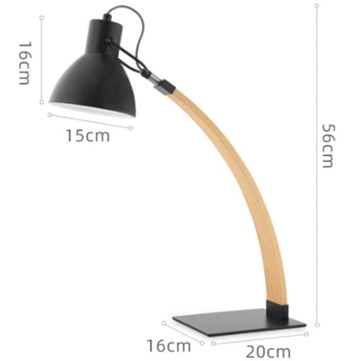 Lampe à poser design LED en bois avec abat-jour en métal Loft