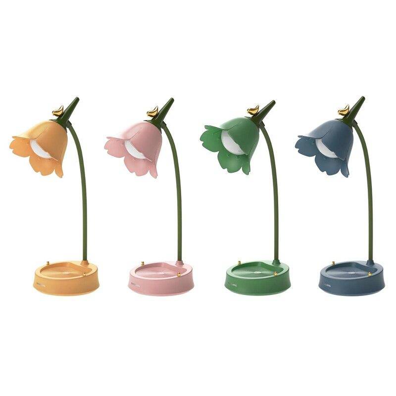 LED table lamp in coloured metal, flower style