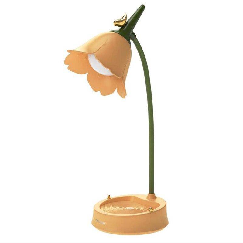 LED table lamp in coloured metal, flower style