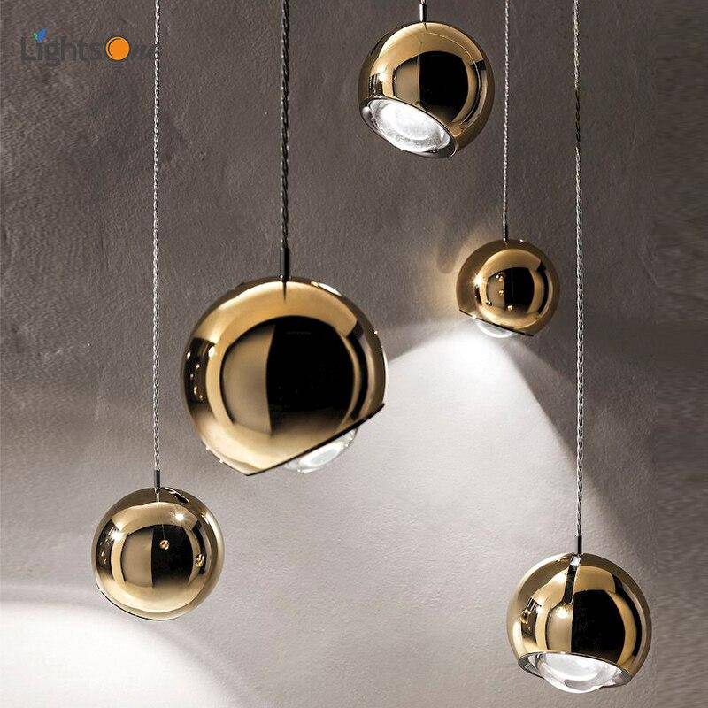 Suspension design à LED boule en métal Lasha - vue 3 sur 9