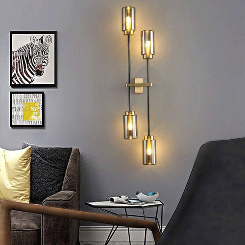 Applique murale design à LED avec abat-jour cylindre en verre Loft - vue 3 sur 6