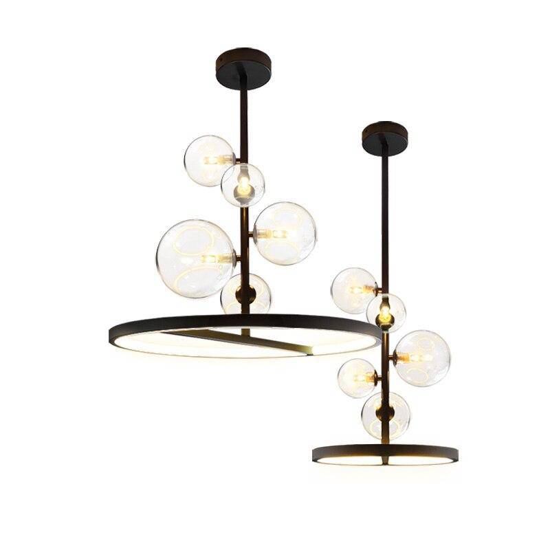 pendant light LED design with metal circle and glass balls Light Up