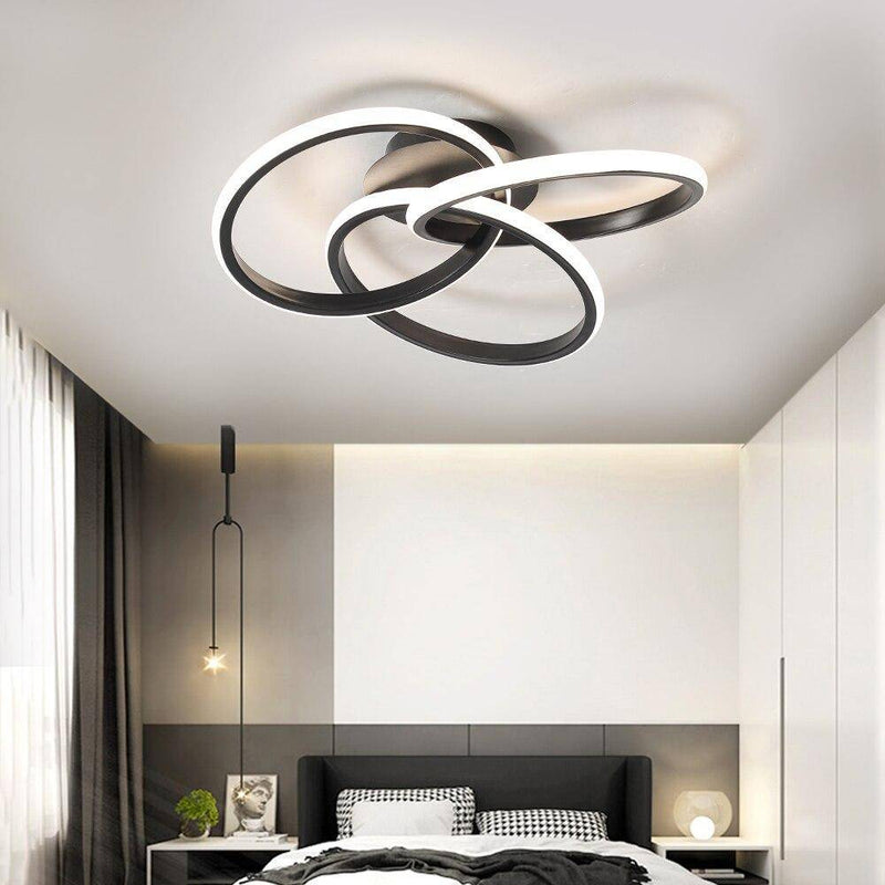 Plafonnier design LED avec plusieurs anneaux en métal Loft