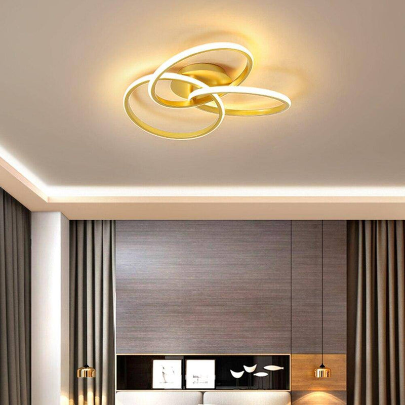 Plafonnier design LED avec plusieurs anneaux en métal Loft