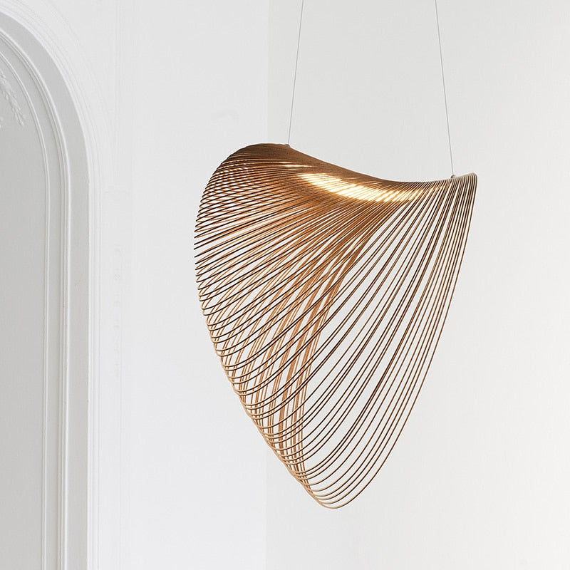 Lámpara de suspensión Mahina escandinava de madera con forma de concha