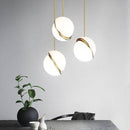 Suspension design à LED demi-sphère en métal blanc style Phube