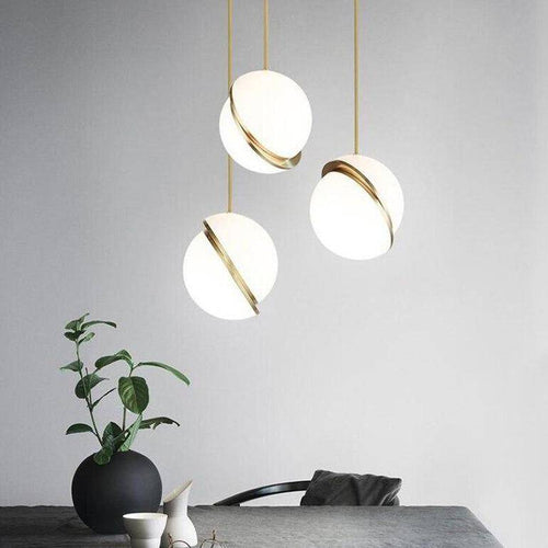 Suspension design à LED demi-sphère en métal blanc style Phube - vue 5 sur 4
