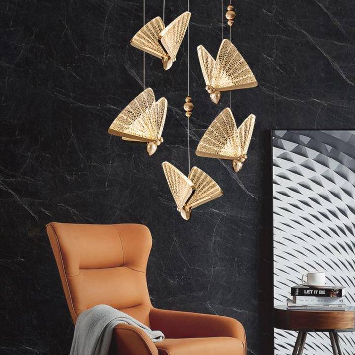 Suspension design à LED en verre style Butterfly - vue 6 sur 5