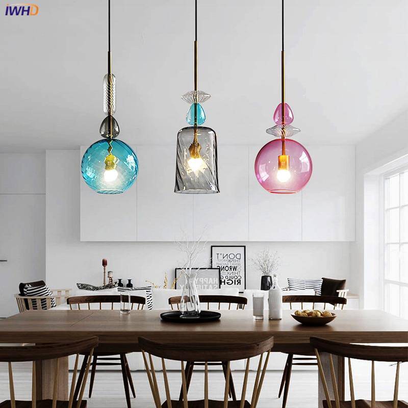 Suspension design à LED avec abat-jour en verre coloré style brossé Coffee - vue 3 sur 11