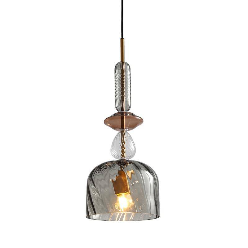 Suspension design à LED avec abat-jour en verre coloré style brossé Coffee - vue 9 sur 11