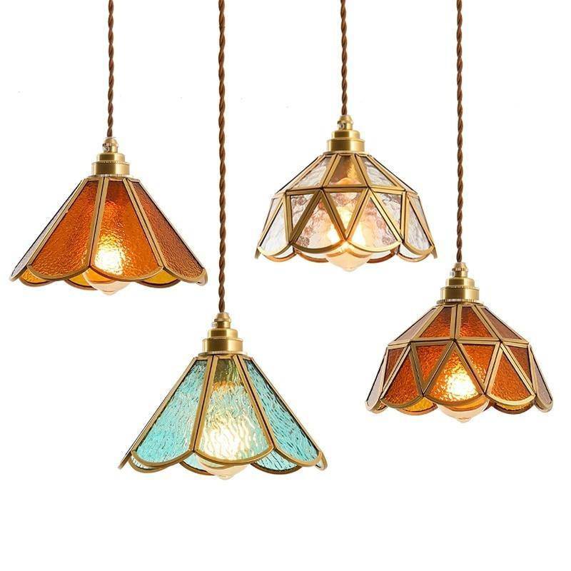 Suspension rétro à LED en verre et métal doré Glass - vue 4 sur 15