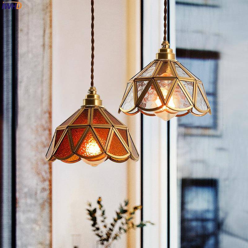 pendant light LED backlight in glass and gold metal Glass