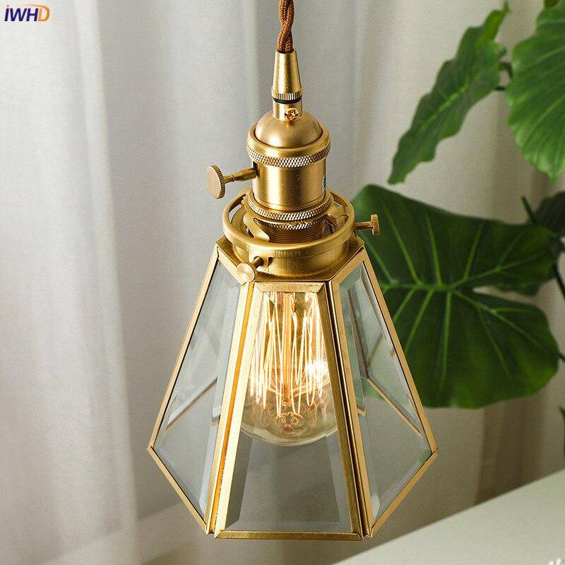 pendant light retro LED gold cage and glass Vintage