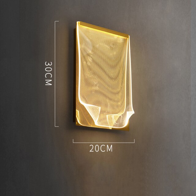 Lámpara de pared design rectangular en metal dorado Larry