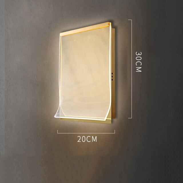 Lámpara de pared design rectangular en metal dorado Larry