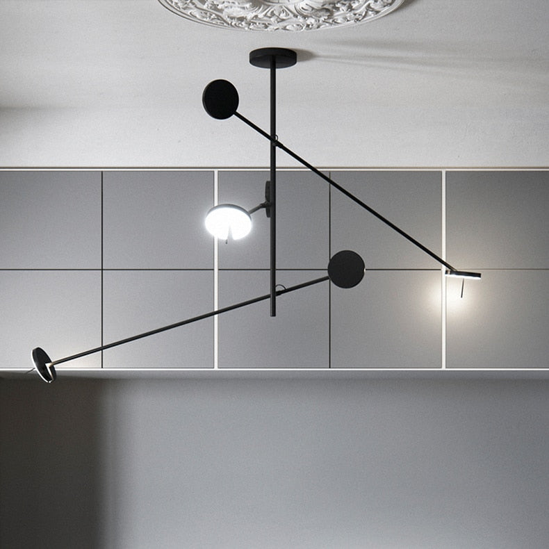 Lustre design luxury orbite en métal argenté Kaksa