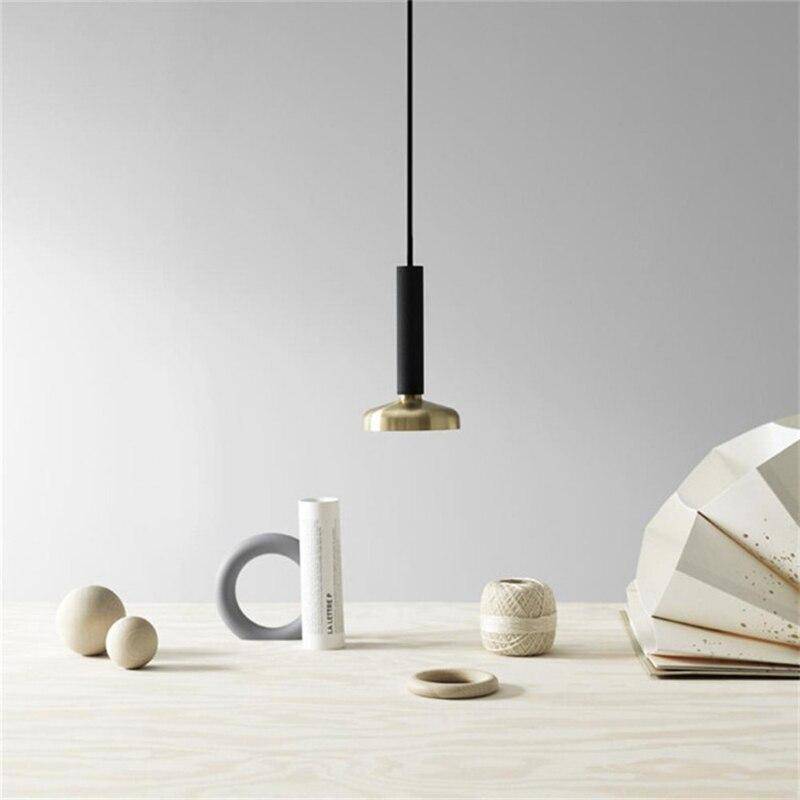 LED design pendant with cylindrical and gold lampshade Luxury