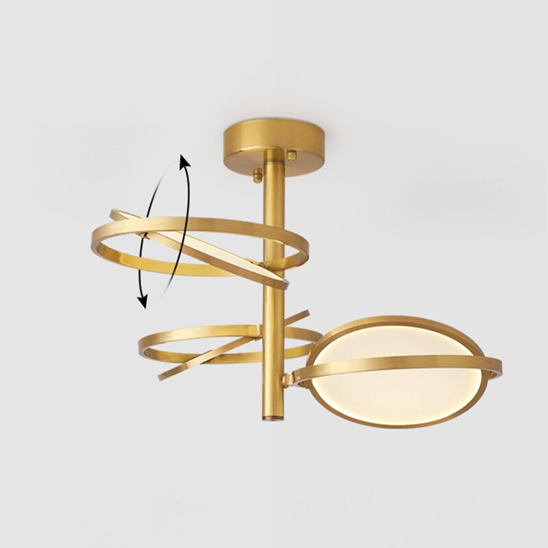 Araña design de metal dorado con lámpara redonda Skalla