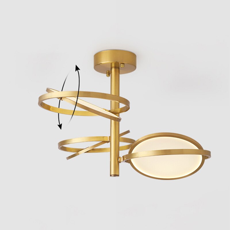 Design chandelier in gold metal with round lamp Skalla