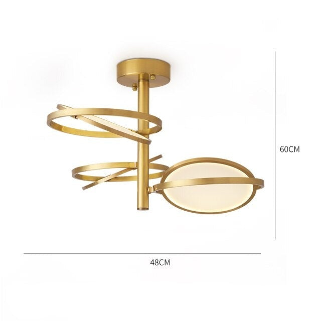Lustre design en métal doré avec lampe arrondie Skalla