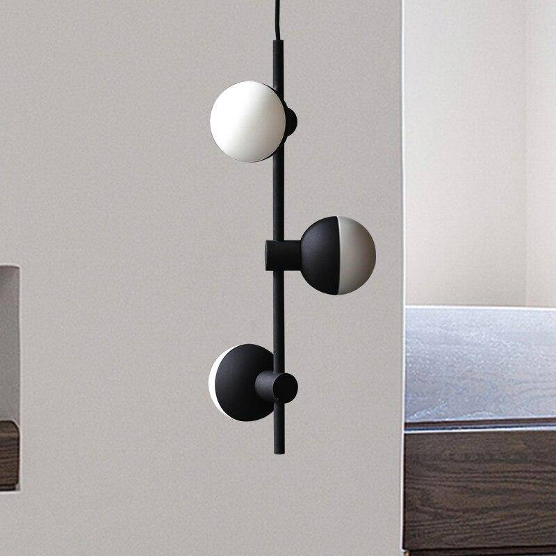 pendant light modern black metal LED with three glass balls Candlestick